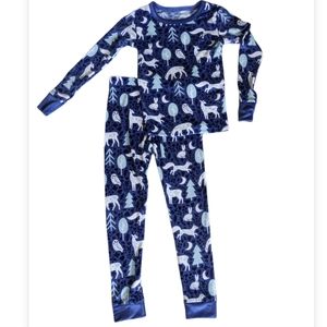 CAT & JACK Girls 2pc Soft Forest Animals Print Pajama Set SZ 8 Violet